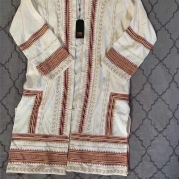 🌵NWT🌵Frye Boho Chic Embroidered Open Front Duster Jacket - Picture 5 of 16